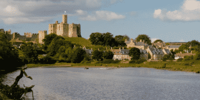 Warkworth Castle and coastline